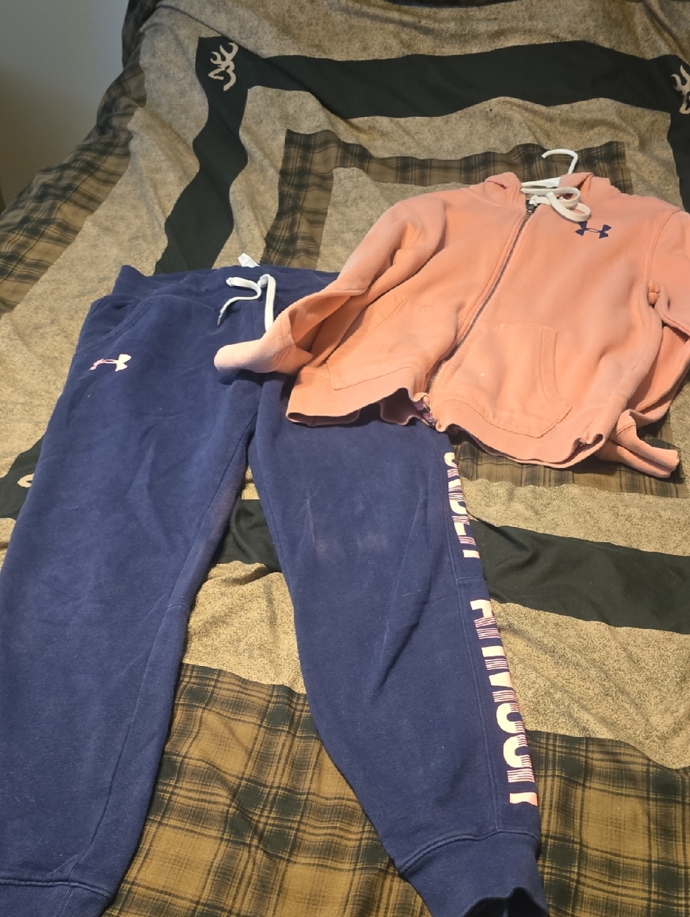 Under Armour Pink Zip Hoodie and Navy Joggers